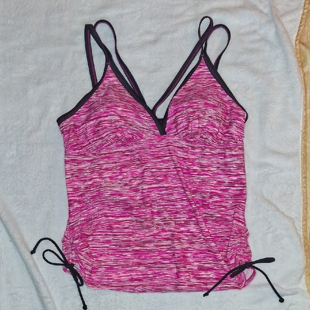 Free Country Pink Fitted Camisole with Ruched Tie Front
